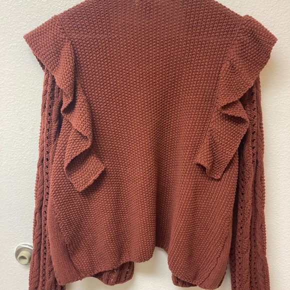 NWT Universal Thread Rust Ruffle Open Cardigan (L) - Picture 8 of 9